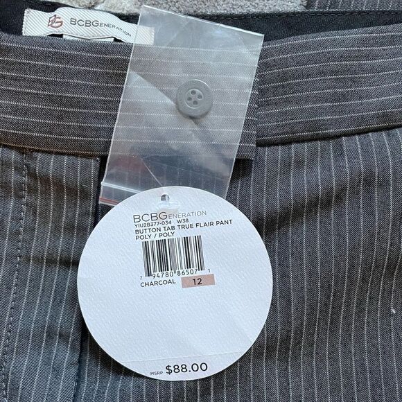 BCBGeneration Womens Button Tab True Flair Charcoal Pants Sz 12 - Picture 4 of 8